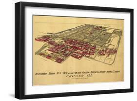 Chicago, Illinois - Panoramic Map-Lantern Press-Framed Art Print