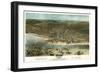 Chicago, Illinois - Panoramic Map-Lantern Press-Framed Premium Giclee Print