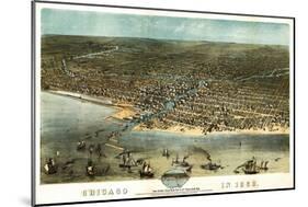 Chicago, Illinois - Panoramic Map-Lantern Press-Mounted Art Print