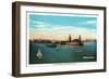 Chicago, Illinois, Panoramic View of Outer Harbor and Recreation Pier, Boats-Lantern Press-Framed Art Print