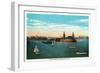 Chicago, Illinois, Panoramic View of Outer Harbor and Recreation Pier, Boats-Lantern Press-Framed Art Print