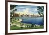 Chicago, Illinois, Panoramic View of South Michigan Avenue from Grant Park-Lantern Press-Framed Premium Giclee Print