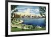 Chicago, Illinois, Panoramic View of South Michigan Avenue from Grant Park-Lantern Press-Framed Premium Giclee Print