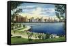 Chicago, Illinois, Panoramic View of South Michigan Avenue from Grant Park-Lantern Press-Framed Stretched Canvas