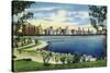 Chicago, Illinois, Panoramic View of South Michigan Avenue from Grant Park-Lantern Press-Stretched Canvas