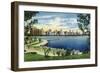 Chicago, Illinois, Panoramic View of South Michigan Avenue from Grant Park-Lantern Press-Framed Art Print