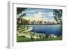 Chicago, Illinois, Panoramic View of South Michigan Avenue from Grant Park-Lantern Press-Framed Art Print