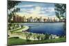 Chicago, Illinois, Panoramic View of South Michigan Avenue from Grant Park-Lantern Press-Mounted Art Print