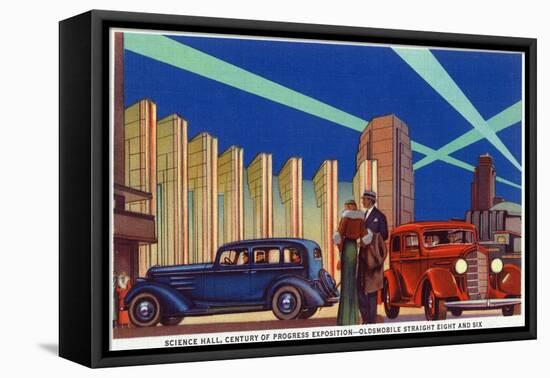 Chicago, Illinois - Science Hall at World's Fair-Lantern Press-Framed Stretched Canvas