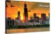 Chicago, Illinois - Skyline at Sunset-Lantern Press-Stretched Canvas