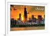 Chicago, Illinois - Skyline at Sunset-Lantern Press-Framed Premium Giclee Print