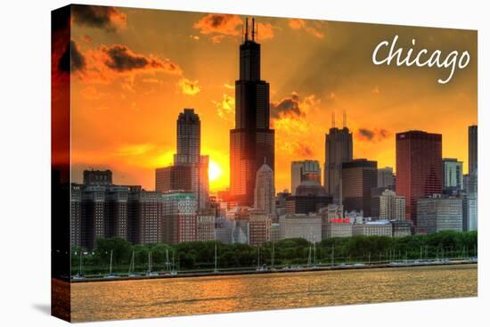Chicago, Illinois - Skyline at Sunset-Lantern Press-Stretched Canvas