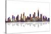 Chicago Illinois Skyline BW 2-Marlene Watson-Stretched Canvas