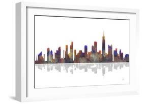 Chicago Illinois Skyline BW 2-Marlene Watson-Framed Giclee Print