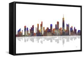 Chicago Illinois Skyline BW 2-Marlene Watson-Framed Stretched Canvas