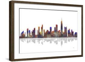 Chicago Illinois Skyline BW 2-Marlene Watson-Framed Giclee Print