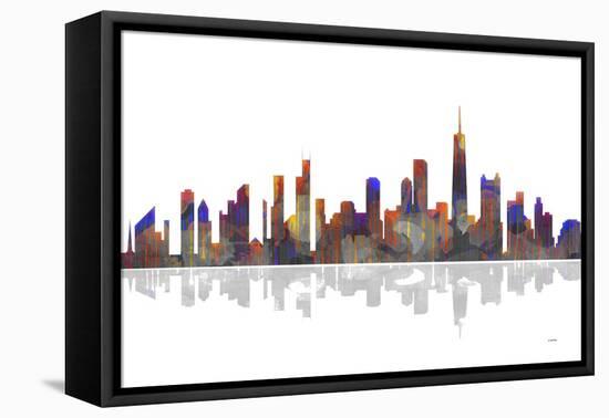 Chicago Illinois Skyline BW 2-Marlene Watson-Framed Stretched Canvas