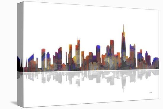 Chicago Illinois Skyline BW 2-Marlene Watson-Stretched Canvas