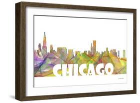 Chicago Illinois Skyline Mclr 2-Marlene Watson-Framed Giclee Print