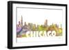 Chicago Illinois Skyline Mclr 2-Marlene Watson-Framed Giclee Print