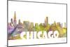 Chicago Illinois Skyline Mclr 2-Marlene Watson-Mounted Giclee Print