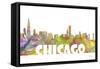 Chicago Illinois Skyline Mclr 2-Marlene Watson-Framed Stretched Canvas