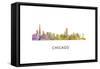 Chicago Illinois Skyline-Marlene Watson-Framed Stretched Canvas