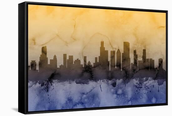 Chicago Illinois Skyline-Michael Tompsett-Framed Stretched Canvas