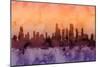Chicago Illinois Skyline-Michael Tompsett-Mounted Premium Giclee Print