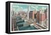 Chicago, Illinois, Southern Aerial View of Wacker Drive taken from Merchandise Mart-Lantern Press-Framed Stretched Canvas