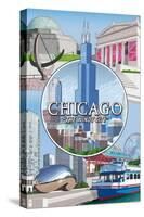 Chicago, Illinois - The Windy City Scenes-Lantern Press-Stretched Canvas