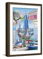 Chicago, Illinois - The Windy City Scenes-Lantern Press-Framed Art Print