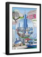 Chicago, Illinois - The Windy City Scenes-Lantern Press-Framed Art Print