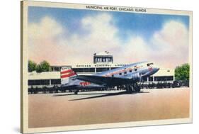 Chicago, Illinois - Transcontinental Airplane at Municipal Airport-Lantern Press-Stretched Canvas