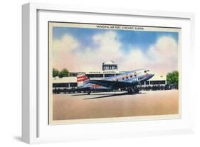 Chicago, Illinois - Transcontinental Airplane at Municipal Airport-Lantern Press-Framed Art Print