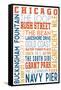 Chicago, Illinois - Typography (#2)-Lantern Press-Framed Stretched Canvas