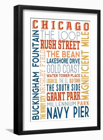 Chicago, Illinois - Typography (#2)-Lantern Press-Framed Art Print