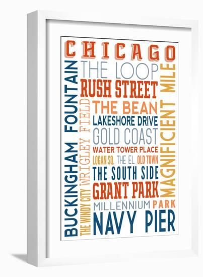 Chicago, Illinois - Typography (#2)-Lantern Press-Framed Art Print