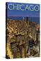 Chicago, Illinois, View of City from Sears Tower-Lantern Press-Stretched Canvas