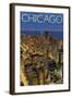 Chicago, Illinois, View of City from Sears Tower-Lantern Press-Framed Art Print
