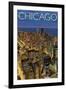 Chicago, Illinois, View of City from Sears Tower-Lantern Press-Framed Art Print