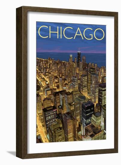 Chicago, Illinois, View of City from Sears Tower-Lantern Press-Framed Art Print