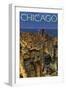 Chicago, Illinois, View of City from Sears Tower-Lantern Press-Framed Art Print