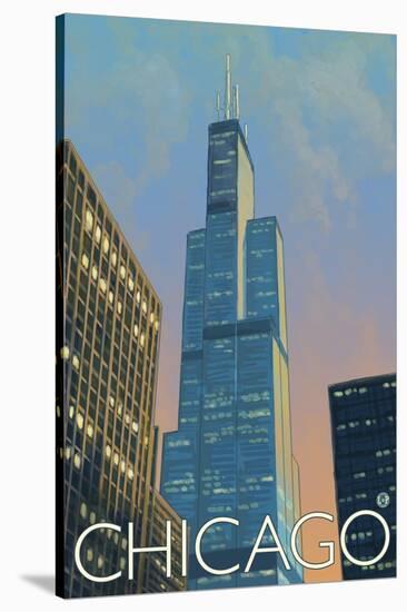 Chicago, Illinois, View of the Sears Tower-Lantern Press-Stretched Canvas