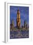 Chicago, Illinois, View of the Skyline-Lantern Press-Framed Art Print