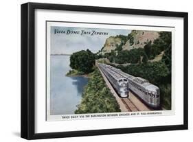 Chicago, Illinois - Vista Dome Twin Zephers Railroad-Lantern Press-Framed Art Print