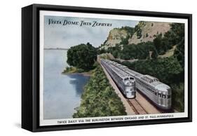 Chicago, Illinois - Vista Dome Twin Zephers Railroad-Lantern Press-Framed Stretched Canvas
