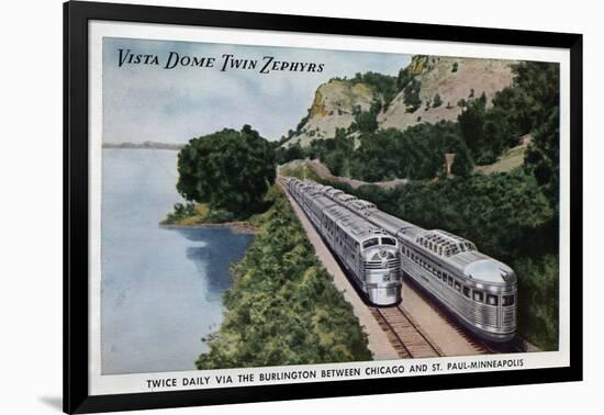 Chicago, Illinois - Vista Dome Twin Zephers Railroad-Lantern Press-Framed Art Print