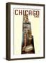 Chicago, Illinois - Willis Tower Double Exposure-Lantern Press-Framed Art Print
