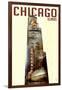 Chicago, Illinois - Willis Tower Double Exposure-Lantern Press-Framed Art Print